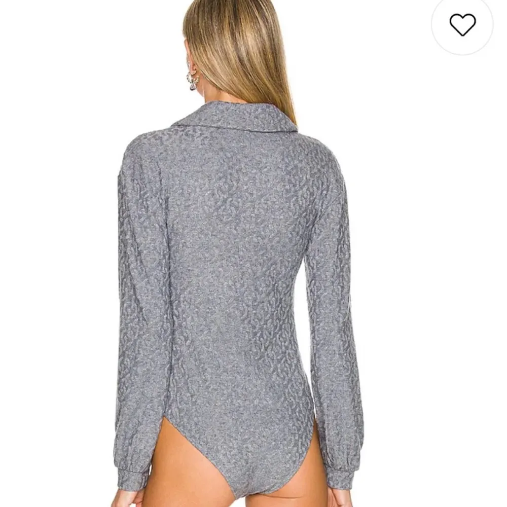 NWT Onia Geo Knit Long Sleeve Bodysuit Textured Polo Stretchy Light Heather Grey - Image 3