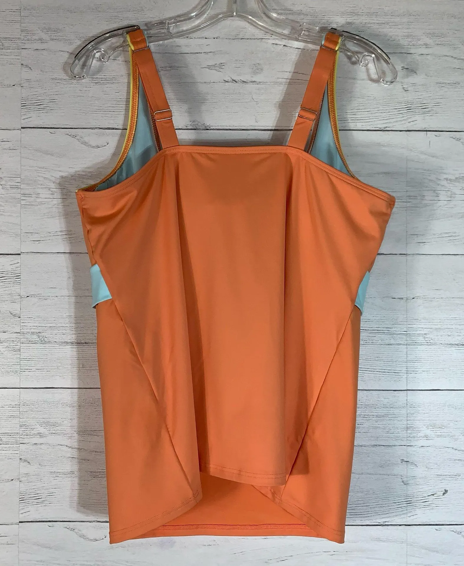 Lands End Womens Square Neck Underwire Tankini Sunburst Orange $60 Size 16 - Image 2
