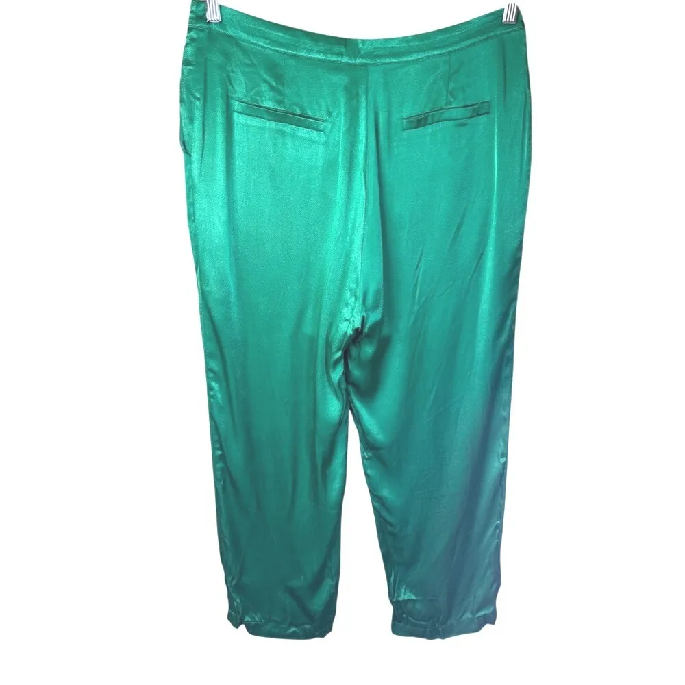 Farrow Womens Emerald Green Size Large Satin Tapered Pant High Rise Contemporary - Image 6