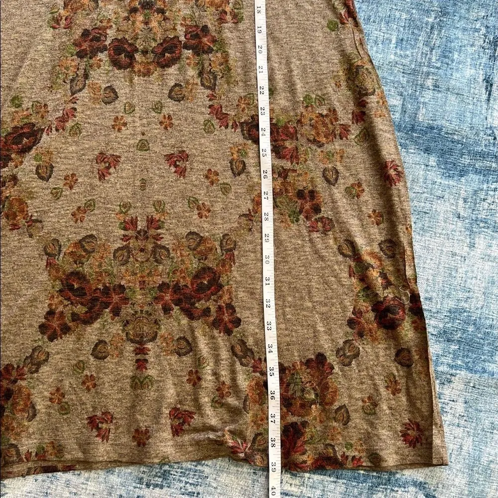 NWT! Studio Gem Taupe Floral Print Semi Sheer Long Sleeve Dress Large - Image 7
