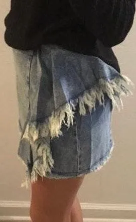 Denim Side Ruffle Skirt - Image 10