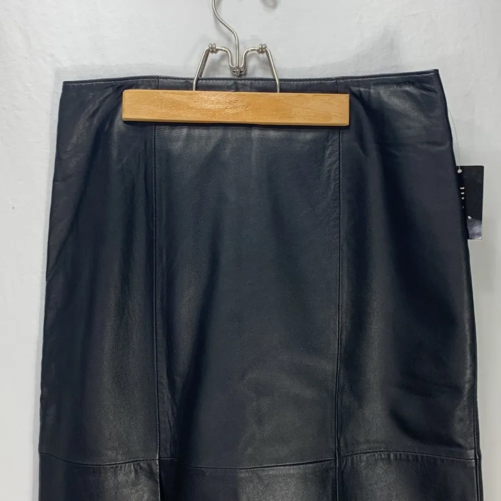 Genuine Leather Pencil Skirt Black Size 8 - Image 2