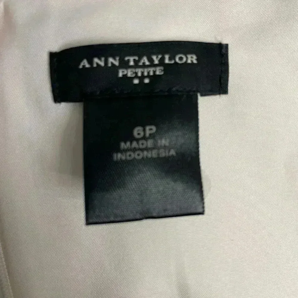 ANN TAYLOR OFF WHITE CROCHET DETAIL DRESS Size 6 Petite Aline Skater Wedding - Image 4