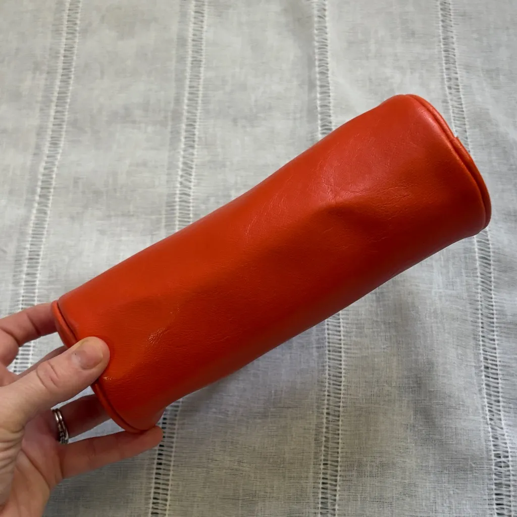 Y2k Orange Mini Wristlet with Leopard Print Interior. - Image 5