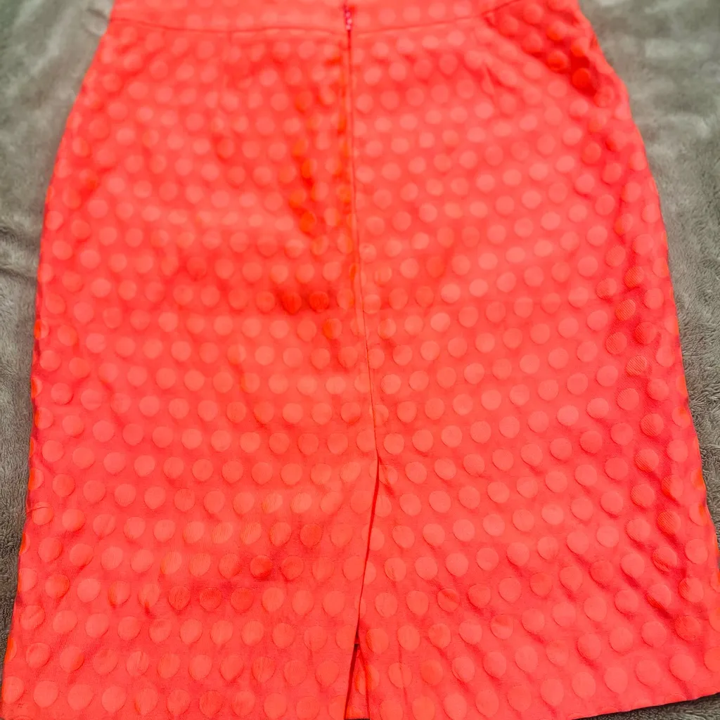 J. Crew Coral Polka Dot Pencil Skirt - Image 3