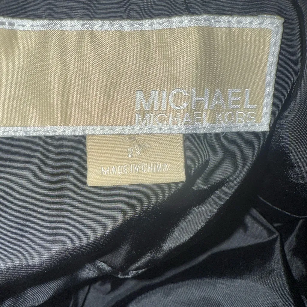 Michael Kors Black Quilted Puffer Jacket with Gold Accents - Image 2