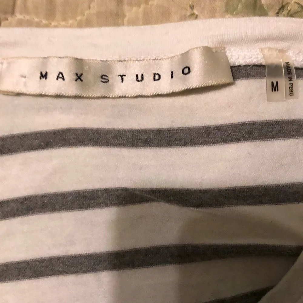 Max Studio Striped Cap Sleeve T-shirt M - Image 7