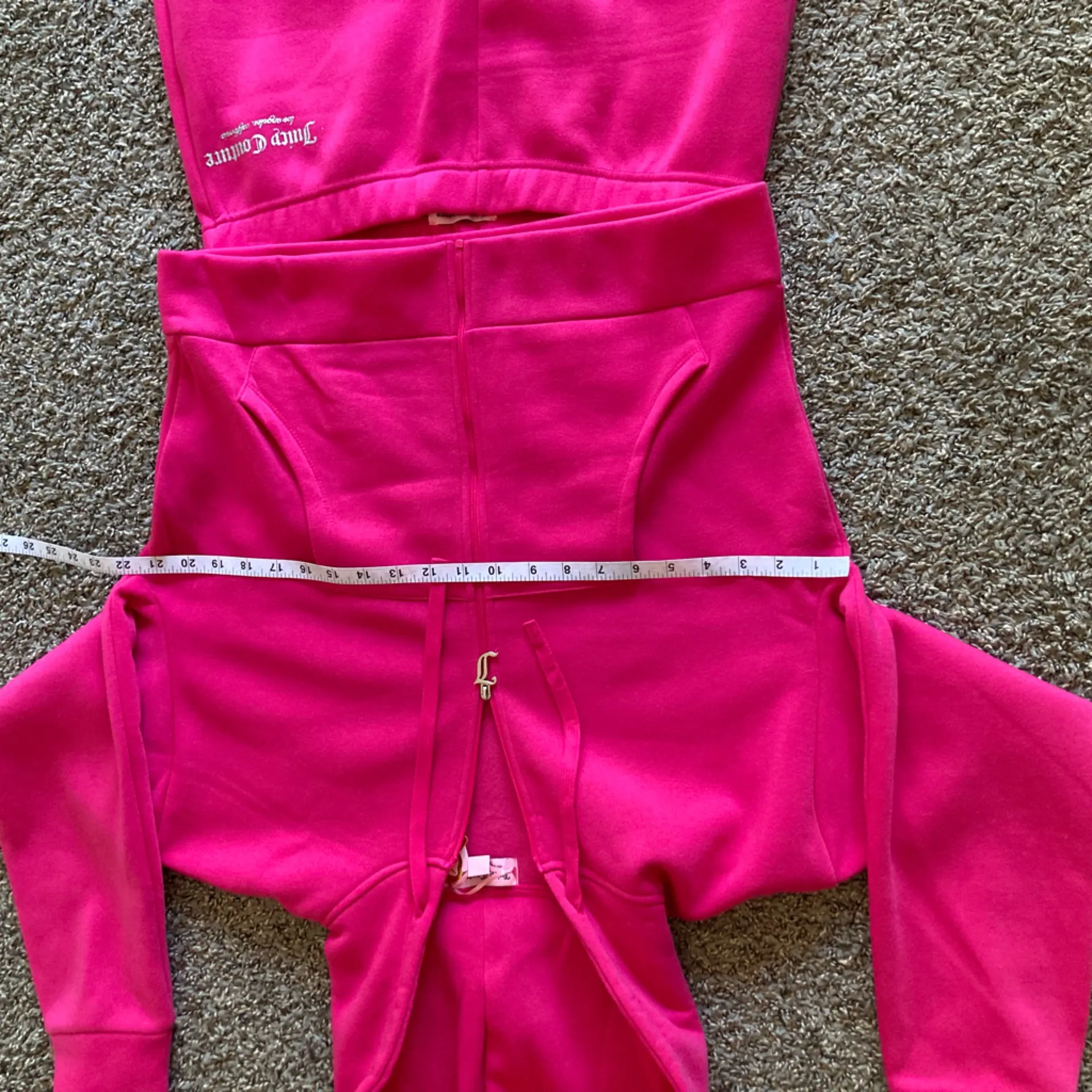 Juicy Couture Vixen Pink Thick Velour Tracksuit Set Zip Hoodie & Joggers NWT M - Image 13