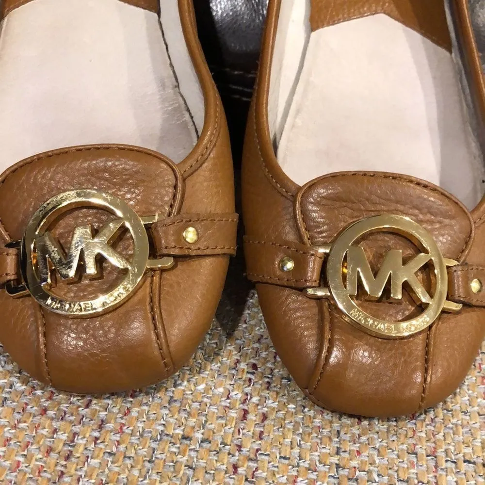 MICHAEL Michael Kors Classic Lillie Leather Moccasin Flats in Luggage Sz 9M Tan - Image 4
