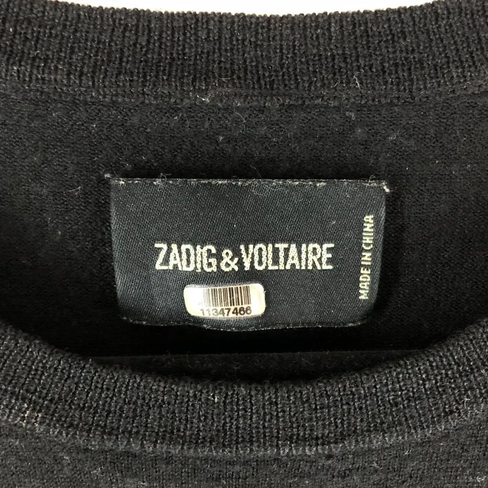 Zadig & Voltaire Womens Kansas Bis Merino Wool Sweater Rock & Roll Black S - Image 4