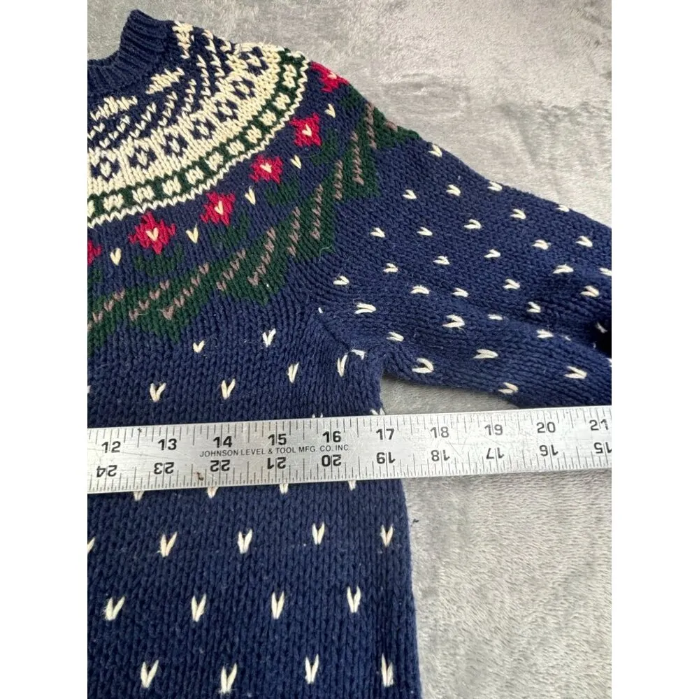Vtg Illustrations Sweater Knit M Hong Kong Cabin Fever Fair Isle Hearts White Size M - Image 4