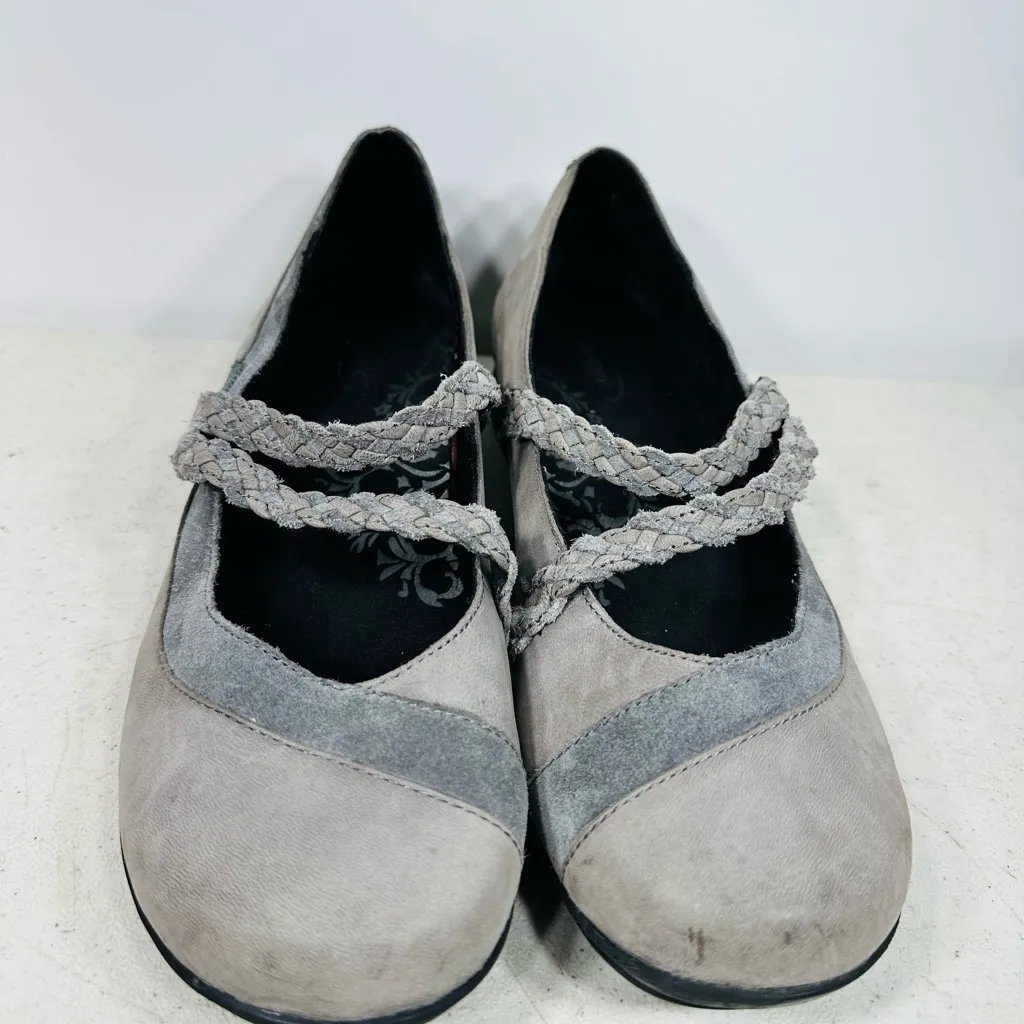 Aetrex Ada Women's Shoes Grey 39 / 8.5 M Braided Leather Comfort Mary - Image 3