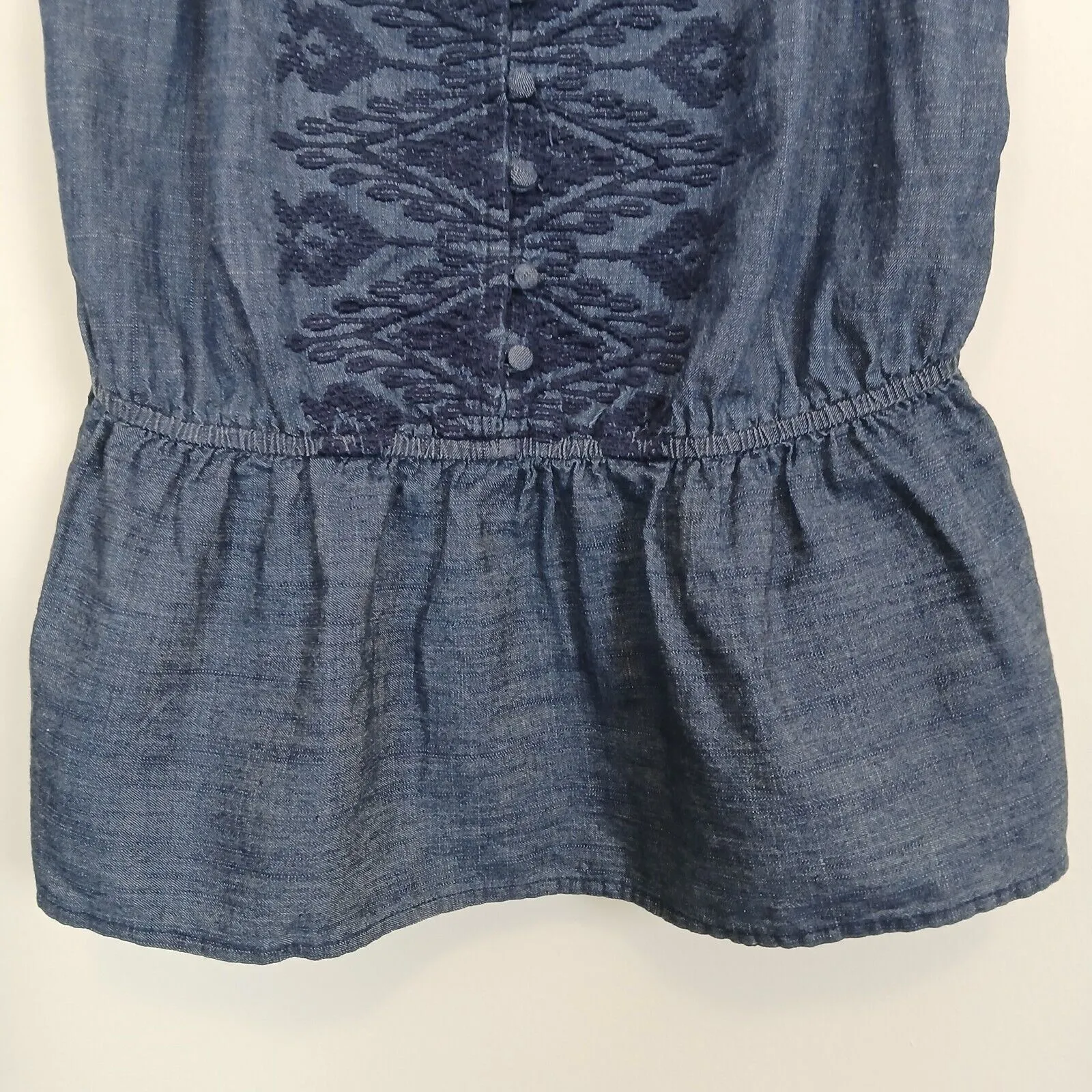 NWT Arizona Denim Tank Top Women Large Peplum Boho Western Festival Embroidered - Image 3