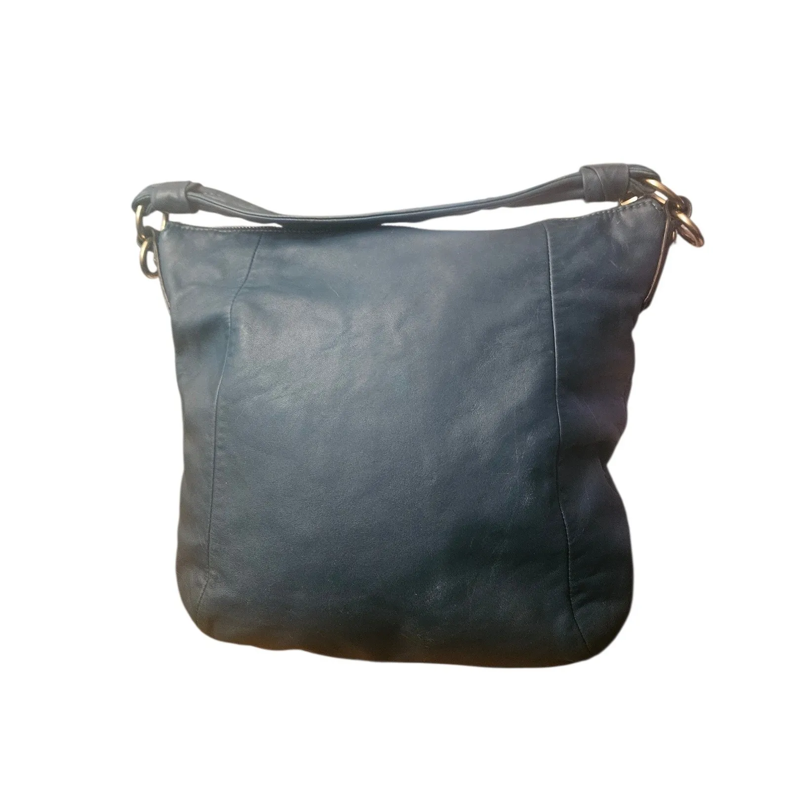 Coach Leather Hobo Shoulder Bag Slate Blue Gold Hardware - Image 6