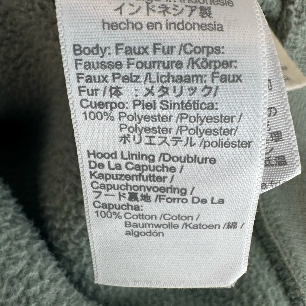 Madewell Frosted Willow Green Resourced Cozy Sherpa Hoodie Jacket Size L - Image 10