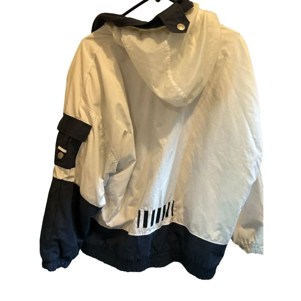 Vintage Mulberry Street Nautical Windbreaker Jacket L White Striped Unisex‎ Size L - Image 2