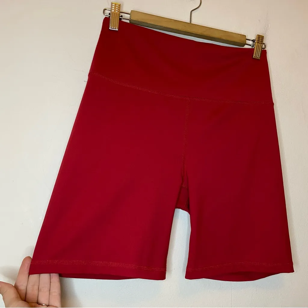 REFORMATION Ecomove High Rise 7” Inseam Biker Short Red Sz Large - Image 4