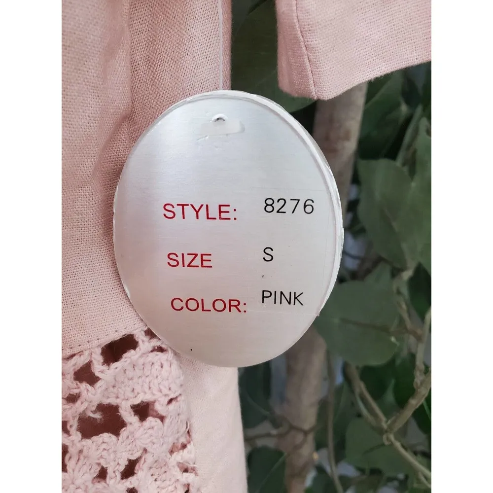I.S.C Women's Pink Linen Short Sleeve Jacket & Knee Length Dress 2 Piece Suit 6 - Image 6