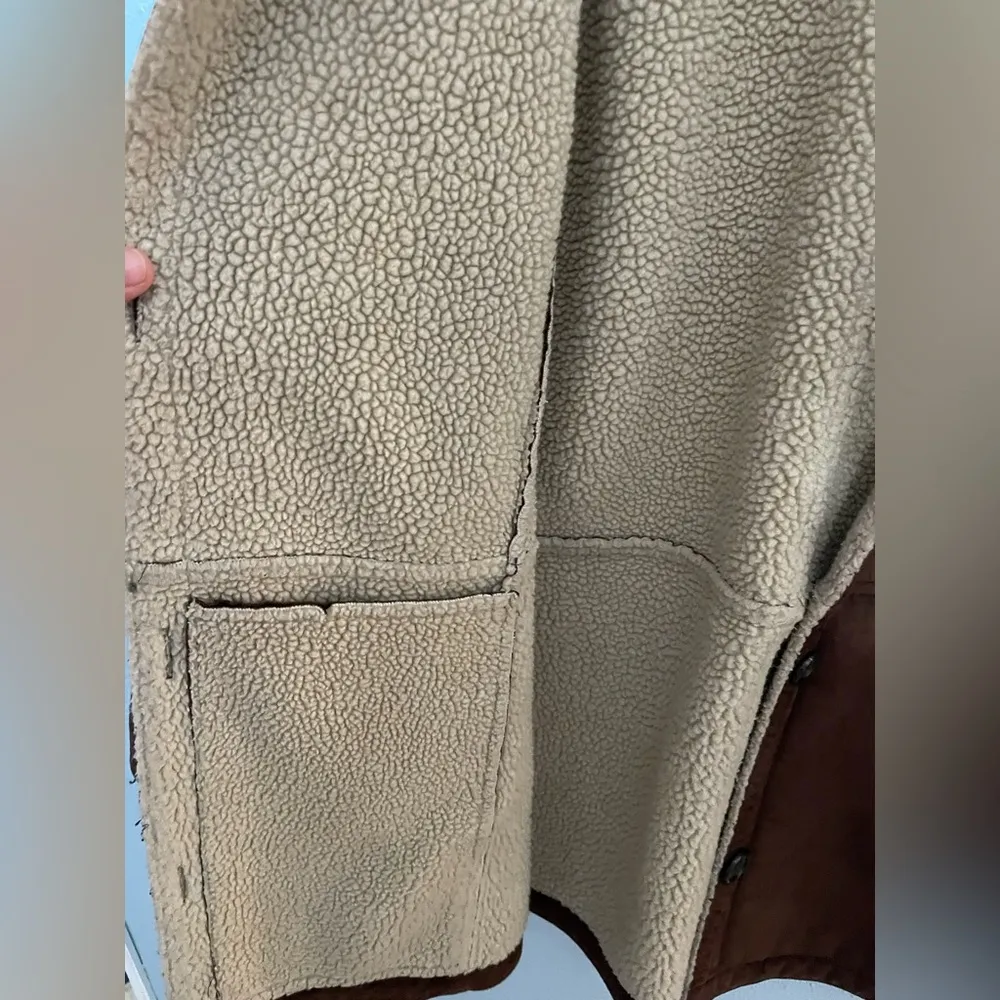 RALPH LAUREN Winter Classic Faux Suede Faux Sherpa Lined Coat Jacket Size 2XL - Image 4