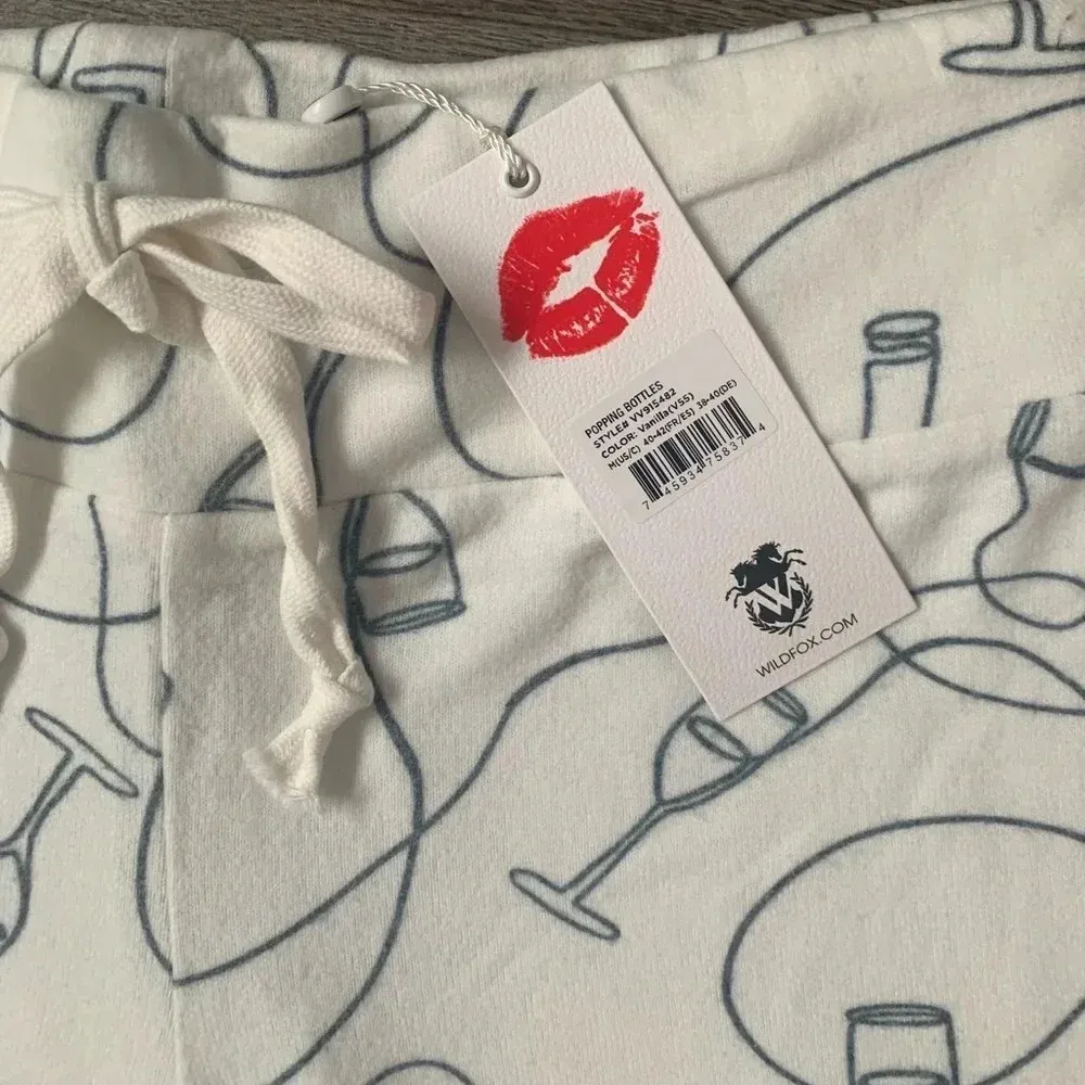 Wildfox Popping Bottles Flared Lounge Sweatpants -‎ Size M - Vanilla - NWT - Image 7