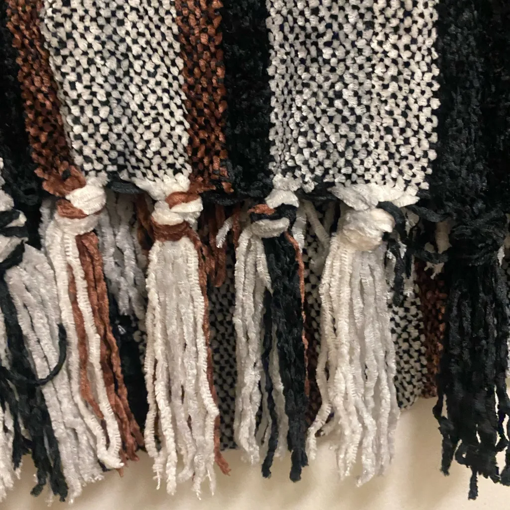 Charter Club Womens Scarf Plaid Black White Brown 68x13 68” L X13” W NWT - Image 2