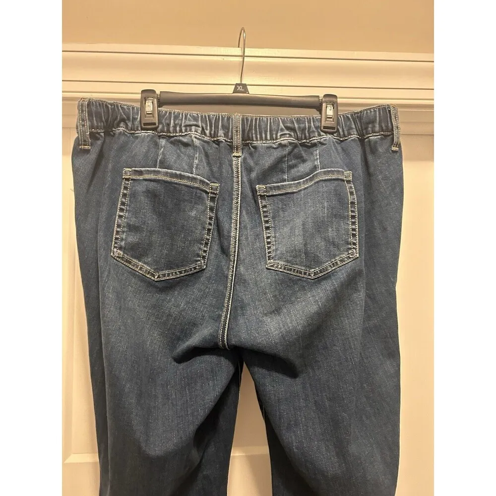 Torrid Mid Rise Straight Leg Pull On Jeans Women Elastic Waist Distressed 2X Reg - Image 7