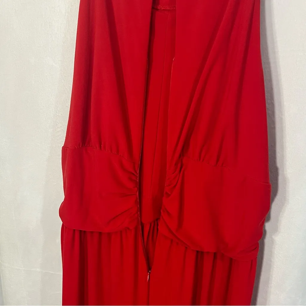 Emma & Michelle Sleeveless Neck‎ Tie Wide Leg Jumpsuit Red Size Large - Image 6