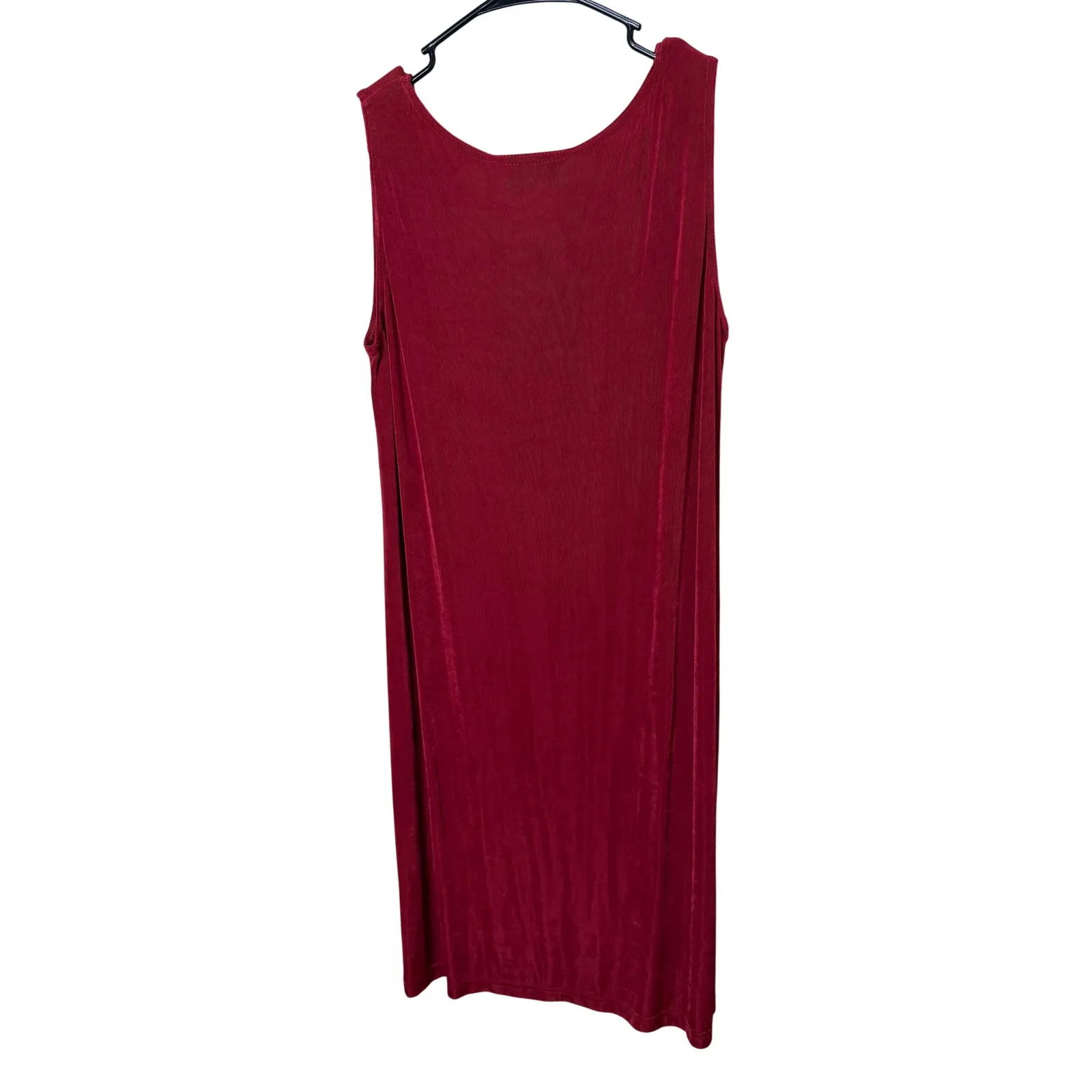 Slinky Brand Women's Red Ribbed Tank Dress & Matching Cardigan Set Medium - Image 4