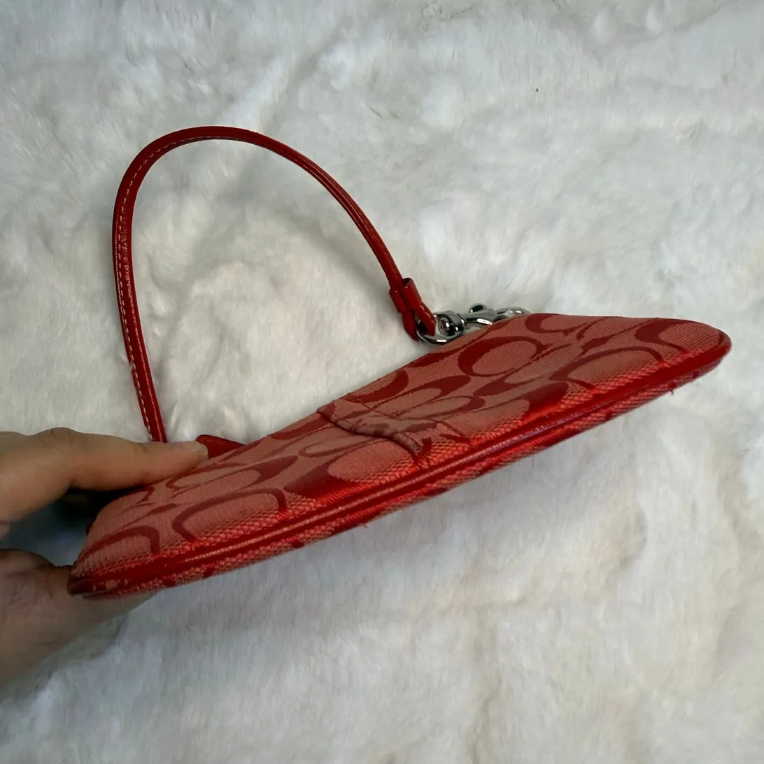 y2k COACH Red Signature Canvas Wristlet - Image 3