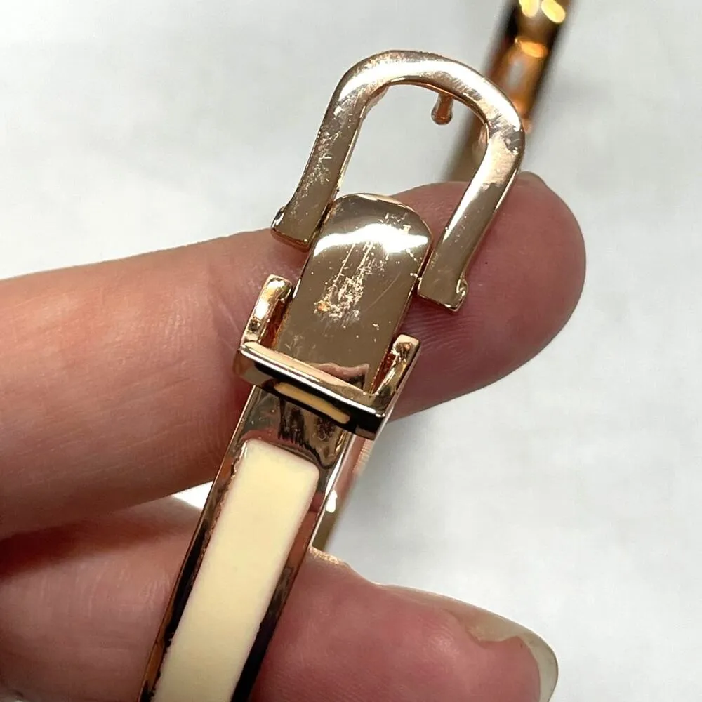 18k Rose Gold Plate Buckle Bracelet Pink - Image 7