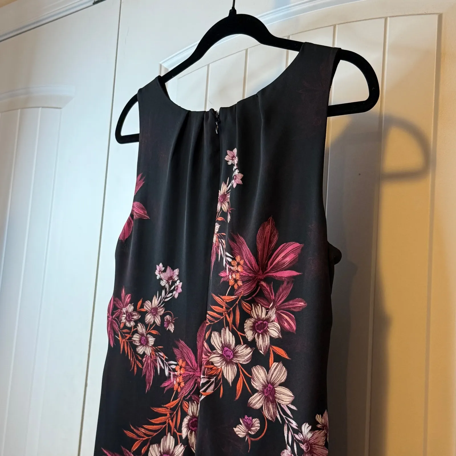 Worthington Black Floral Sleeveless Pleated Neck Sheath Dress Women Size‎ 10 # - Image 5