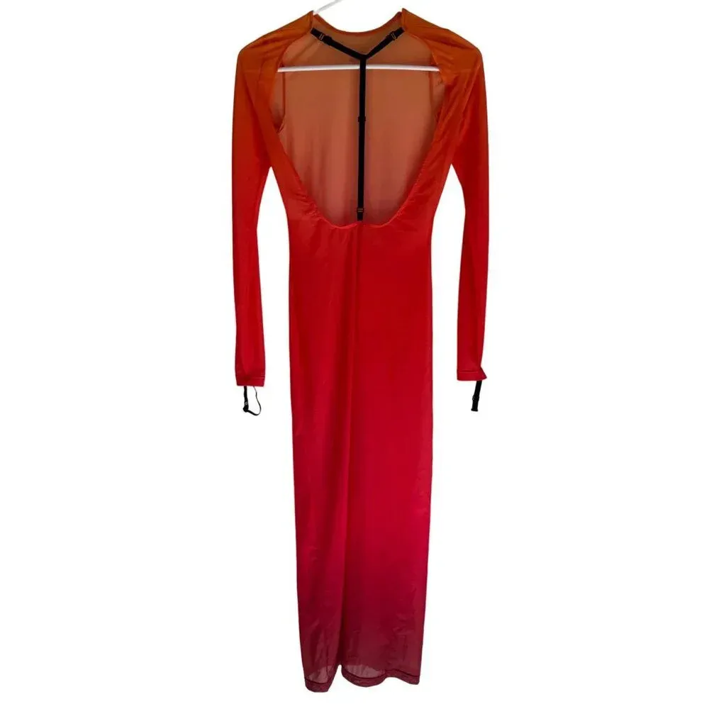 Courreges 2nd Skin Dress In Gradient Sunset in Orange XSmall New Womens Bodycon Size XS - Image 7