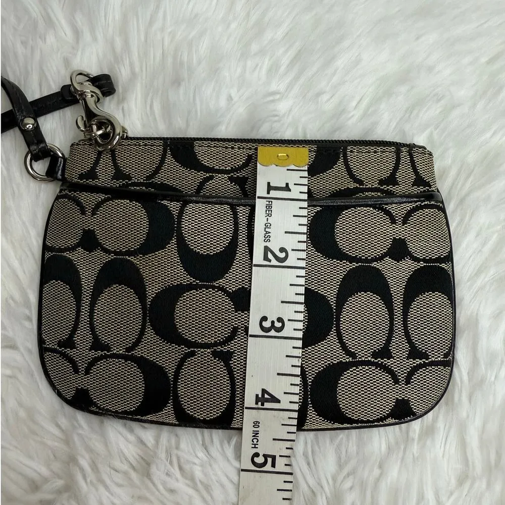 COACH Black Gray Signature Canvas Wristlet - Image 7