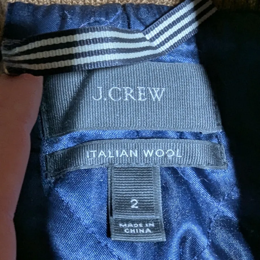 J. Crew Camel Tan Italian Stadium Cloth Wool Blend Full Zip Lodge Coat Sz 2 - Image 6