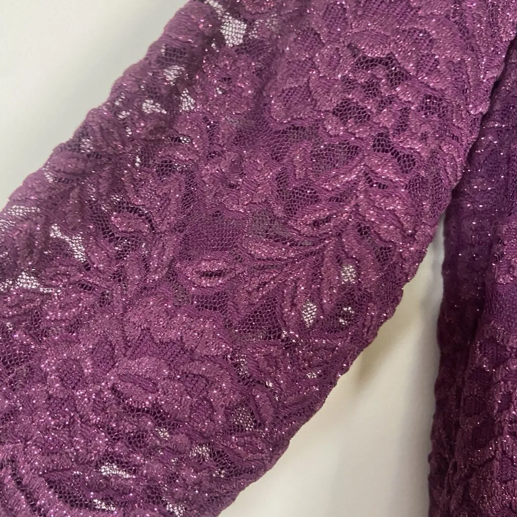 Alex Evenings Woman 16W Plum Lace Sequin Bodice Chiffon Mother‎ Of Bride Dress - Image 5