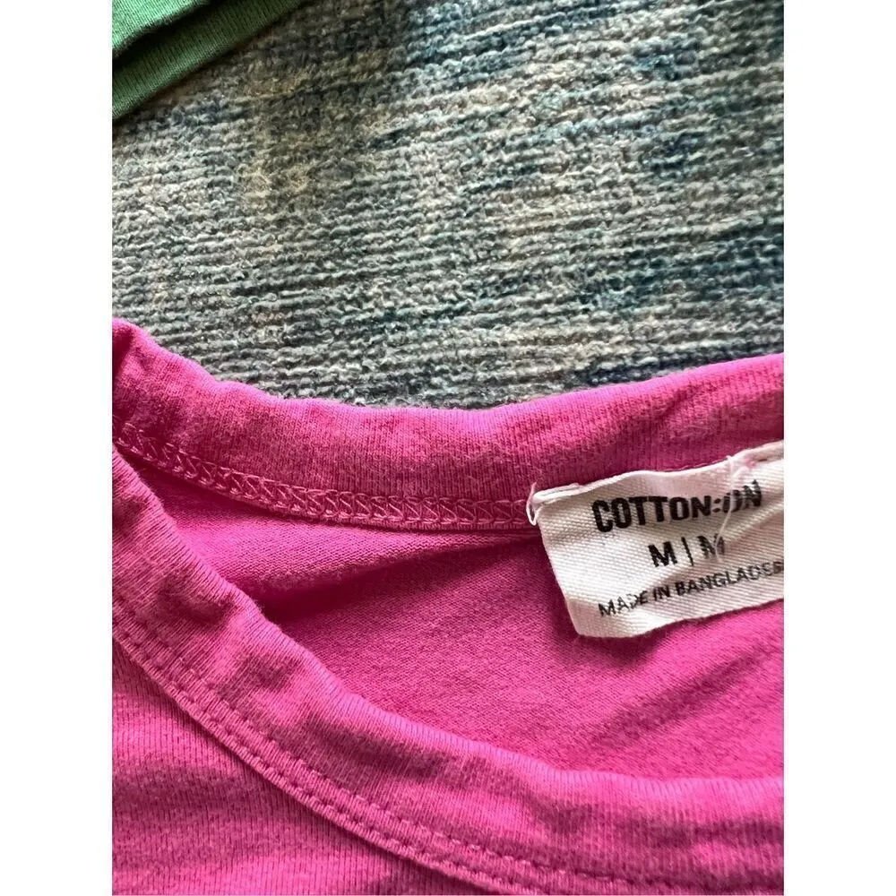 Cotton On Green Blue Pink Mini Lot of 3 Crop Tops Women's Medium - Image 3