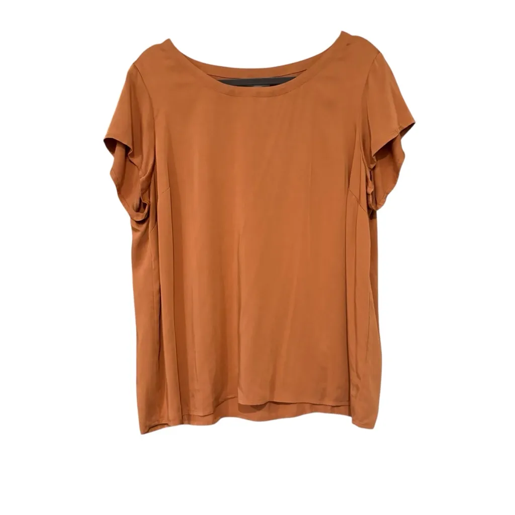 NWT PURE JILL J JILL Lenzing Ecovero Short Sleeve Top in Saffron, Sz L Brown Size L - Image 9