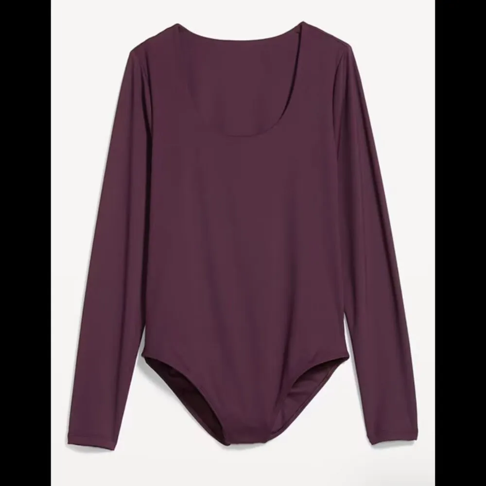 Old Navy Long-Sleeve Double-Layer Sculpting Bodysuit Sumptuous Purple S - Image 3