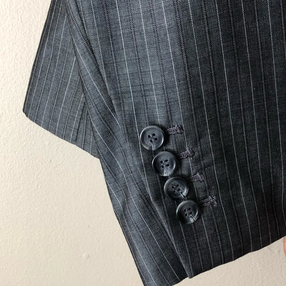 Loft  | Gray Pinstriped Wool Blend Blazer - Image 23