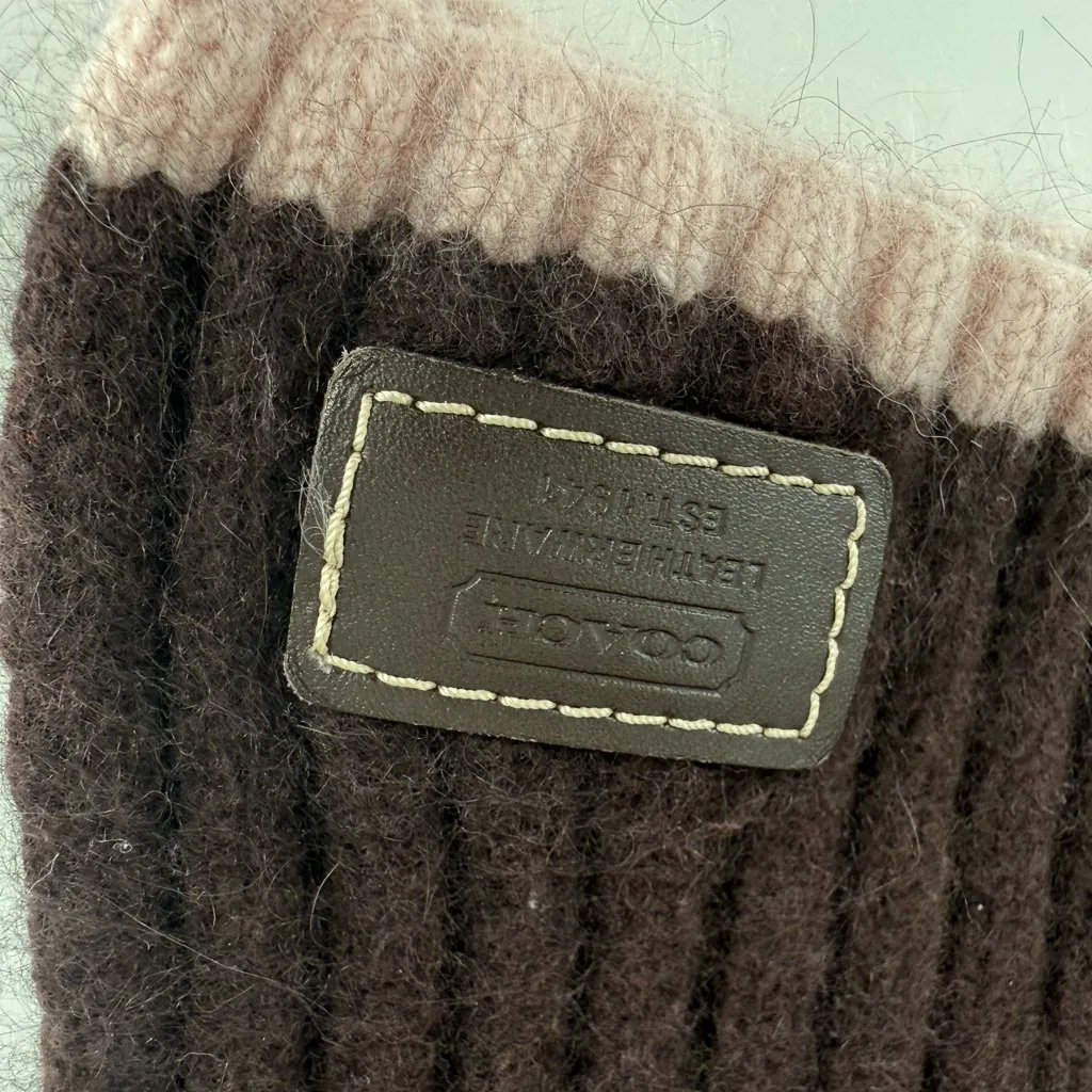 Coach Brown and Pink Cashmere Ribbed Scarf - Image 2