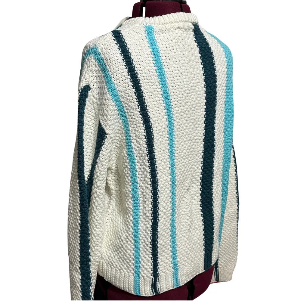 STITCHES & STRIPES London Pullover Chunky Knit Sweater Chalk Multi NWT Large Blue - Image 6