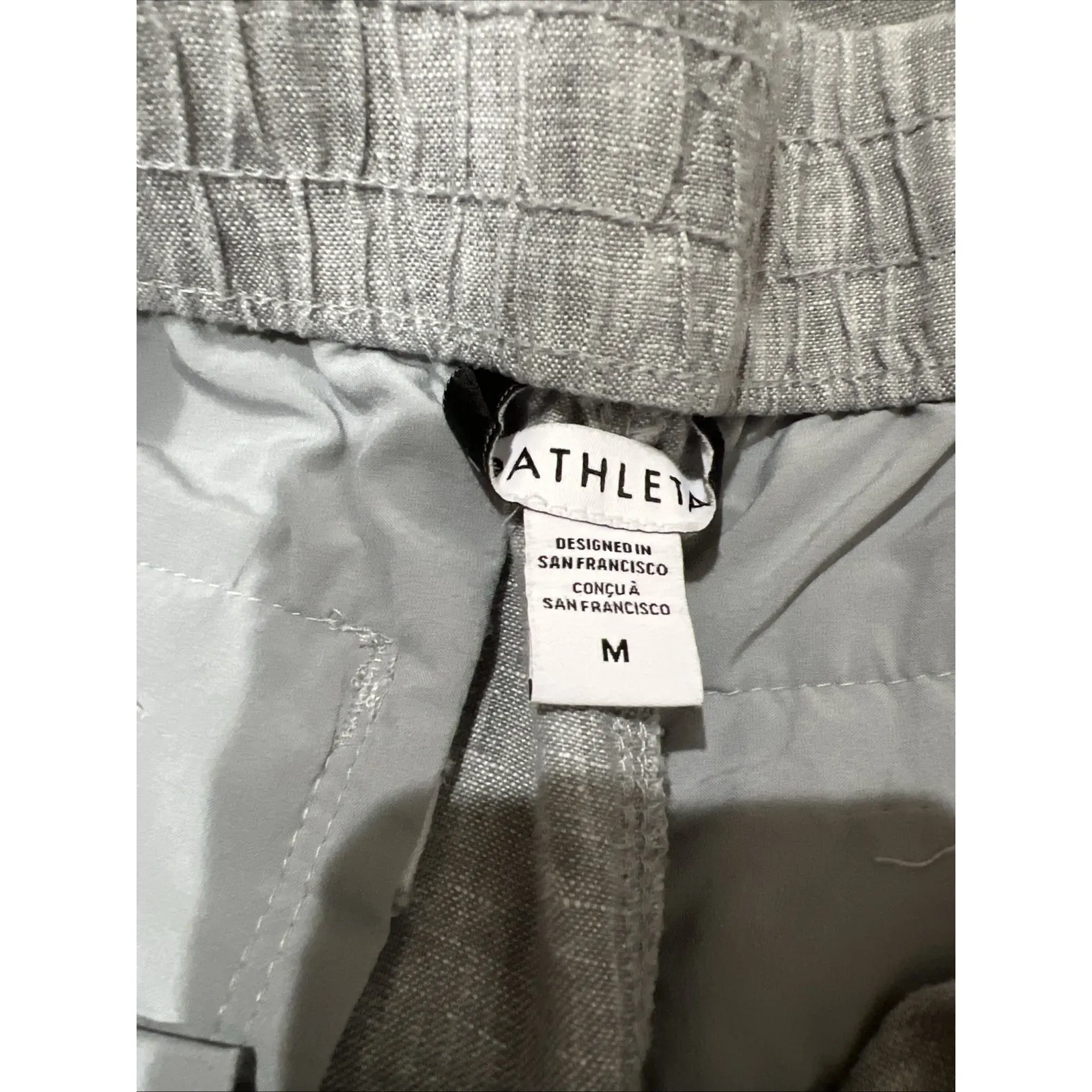Athleta Women's Retreat Linen High Rise Ankle Pants Size Medium Gray Pull-On - Image 4