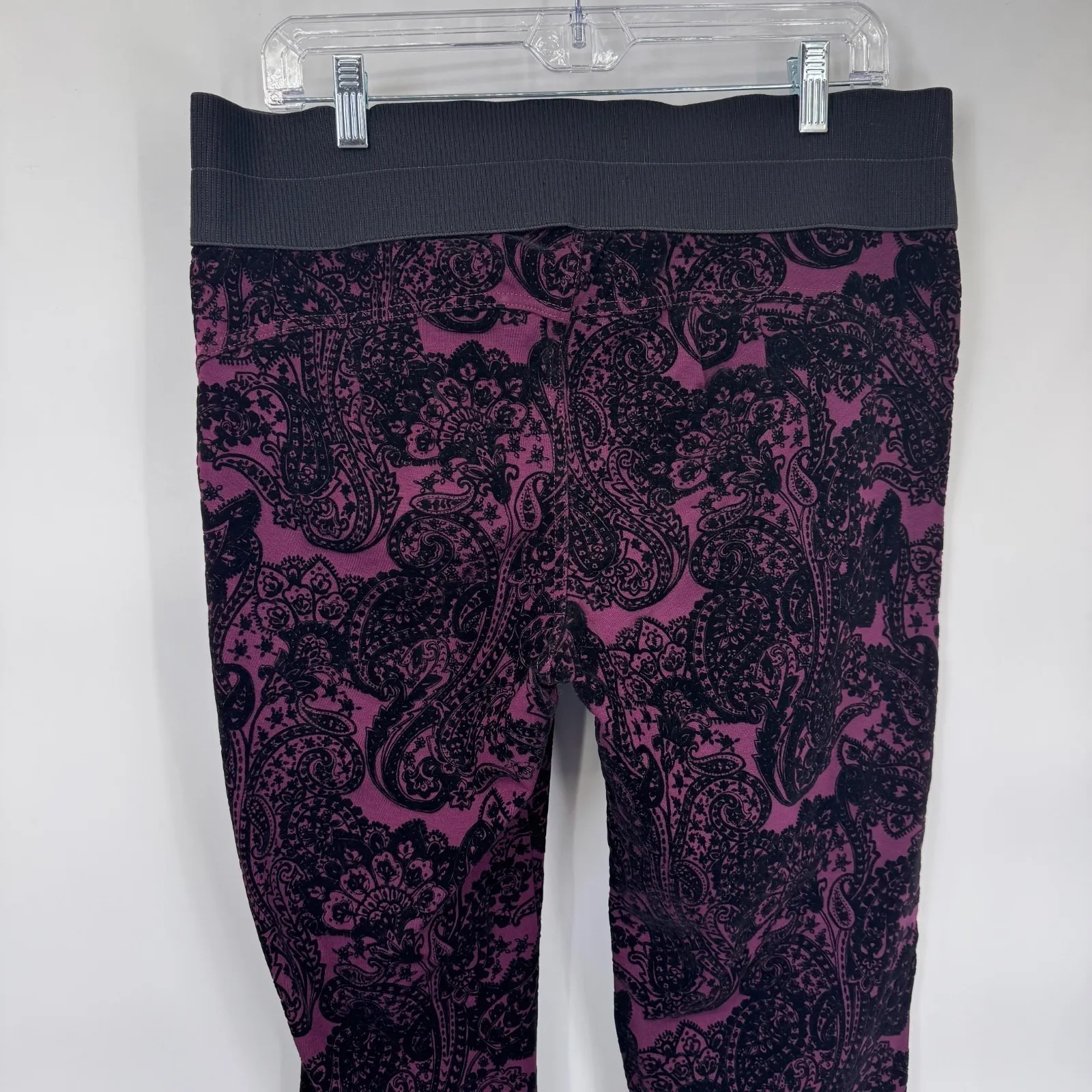 One 5 One Maternity Pants Womens Large Purple Black Velvet Halloween Whimsigoth - Image 6