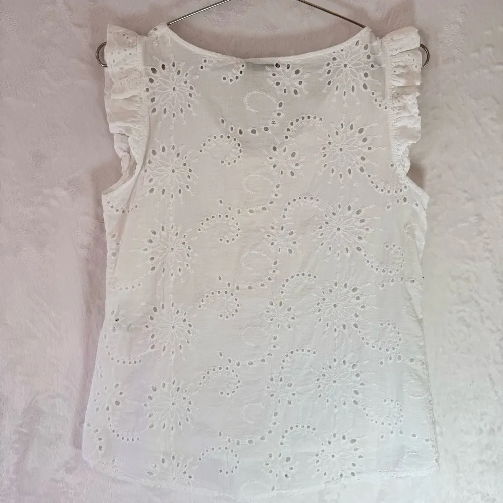 Valentina Naldi White Eyelet Flutter Sleeve Fairy Top 100% Cotton Made in Italy - Image 3