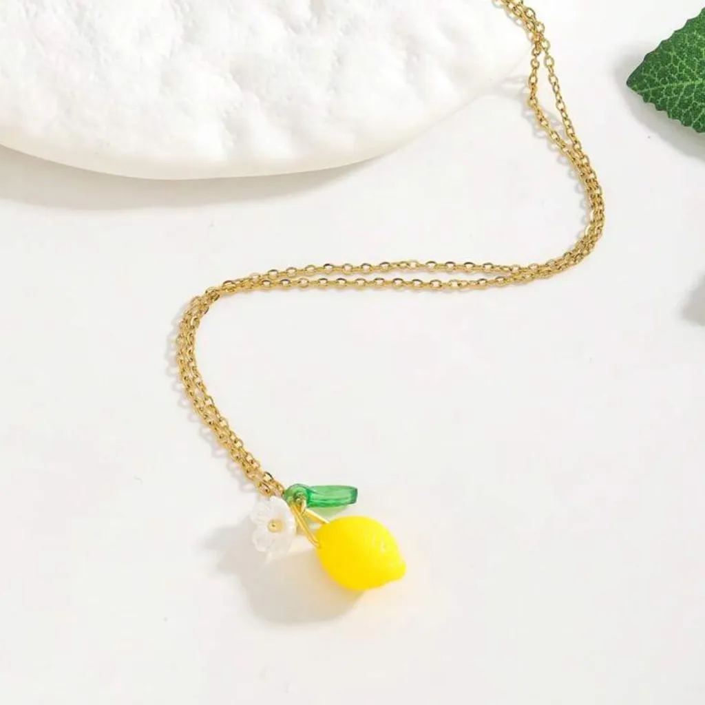 Lemon Pendant Necklace Yellow - Image 4