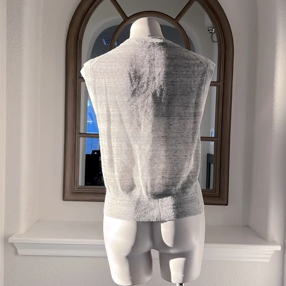 Veronica Beard Kellen Crewneck Cap-Sleeve Knit Twist Front Sweater, Size L $250 - Image 7