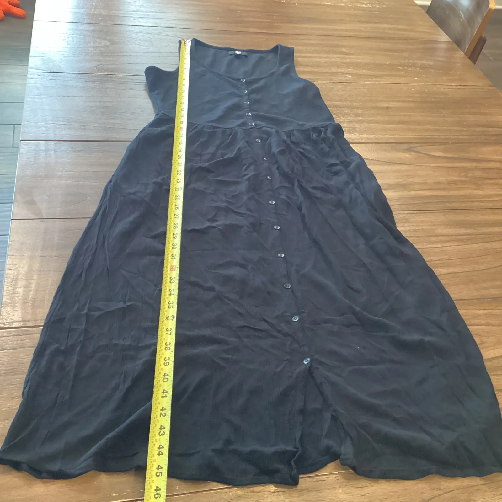 Frye Easy Button Front casual fall sleeveles long Midi maxi Dress black New S - Image 5