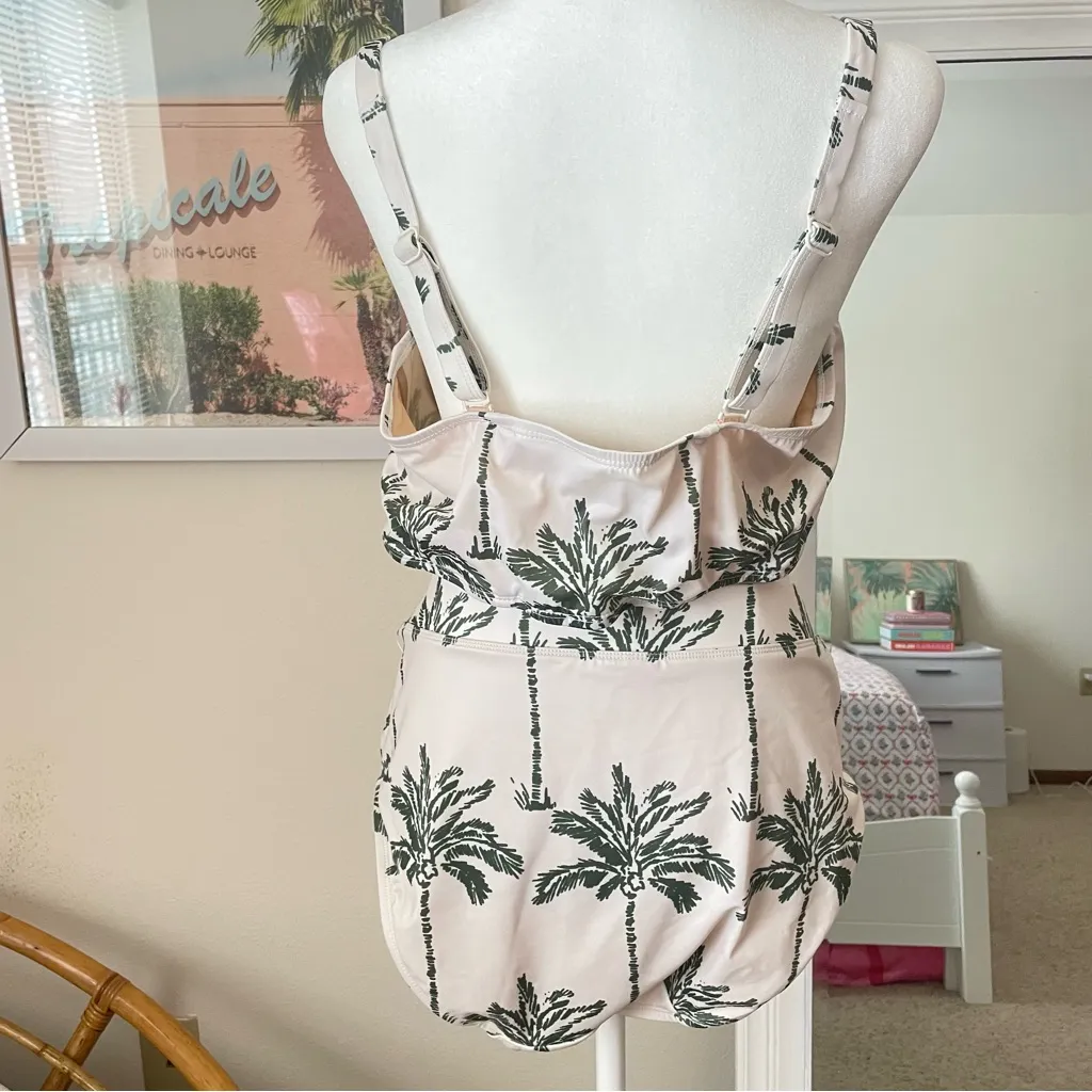 Cacique Palm Tree Underwire Bra Bikini Top & High Waisted Bikini Bottoms Set - Image 6