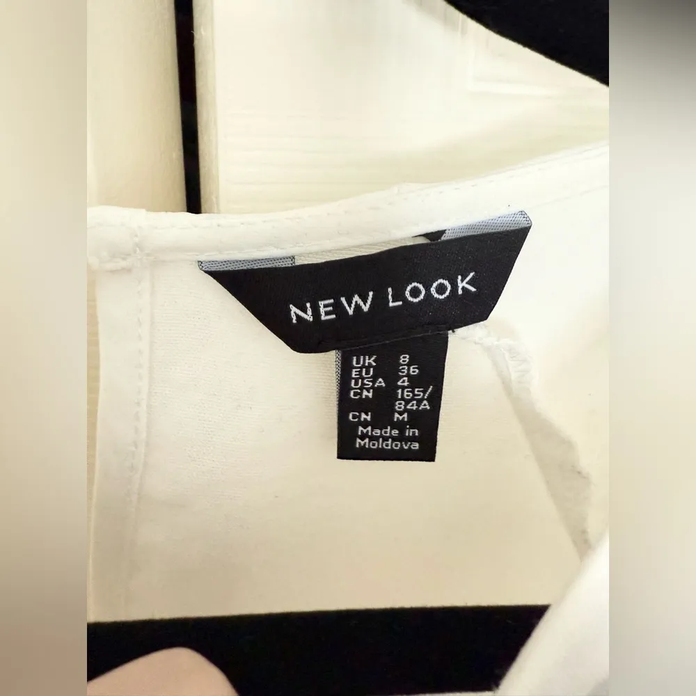 New Look White Satin Long Sleeve Blouse Blouson Lantern Sleeve Size 4 - Image 4