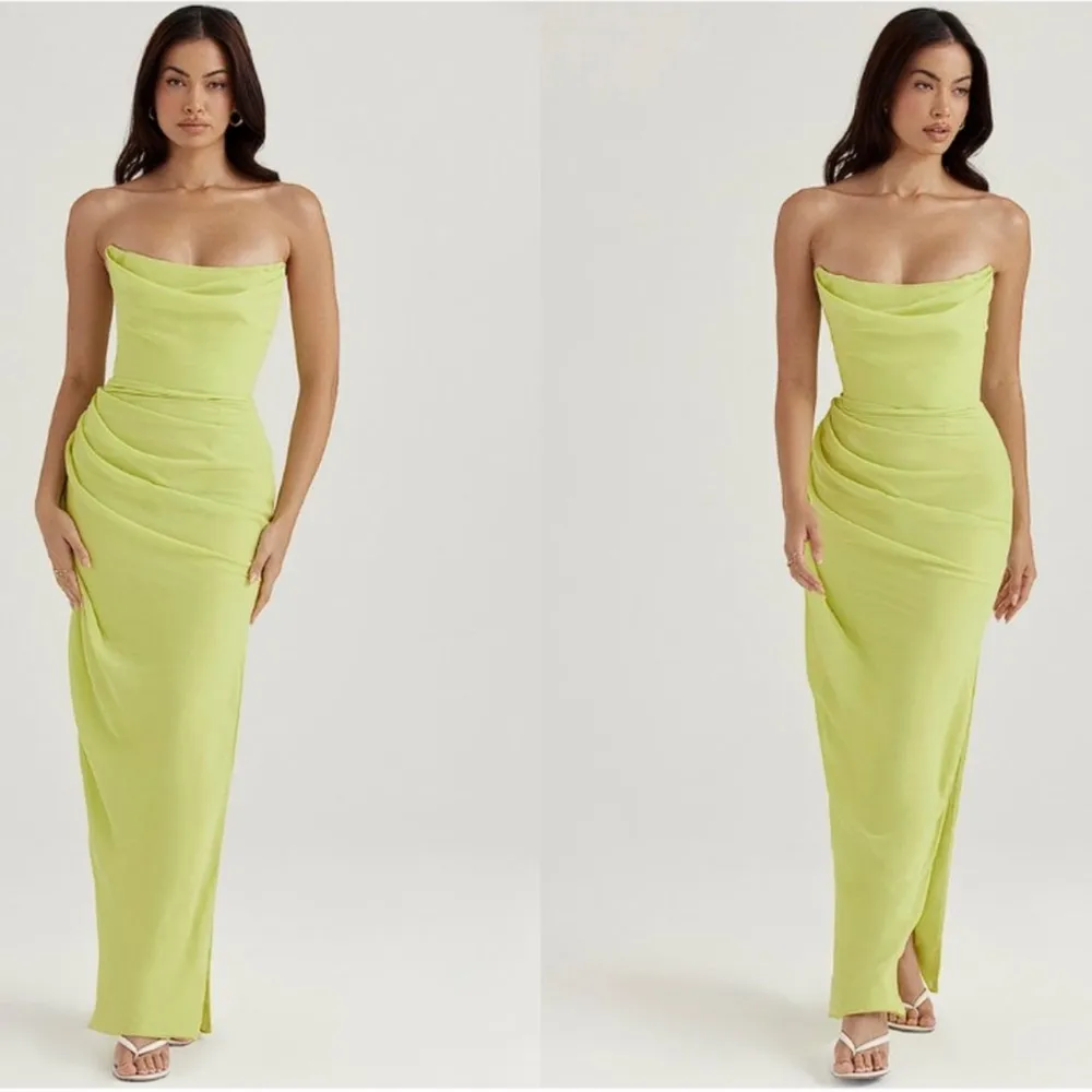 NWOT  Adrienne Lime Green Strapless Dress sz XL - Image 2